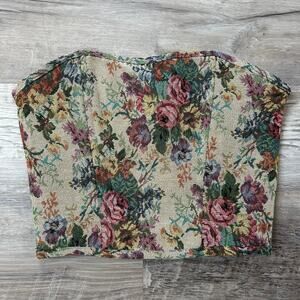 Princess Polly Tapestry Corset Top Floral Brocade Lace-Up Cottagecore Size 6